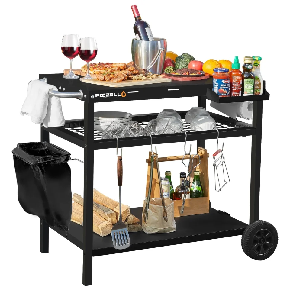 Popular Long-Lasting Pizzello Outdoor Grill Dining Cart Pro Black