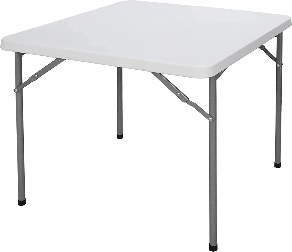 Cast Iron Storage Folding Card Table About 3 Feet Resin Multipurpose Square Table Indoor Outdoor Plastic Table Lightweight and Portable Camping Table for Home Office White