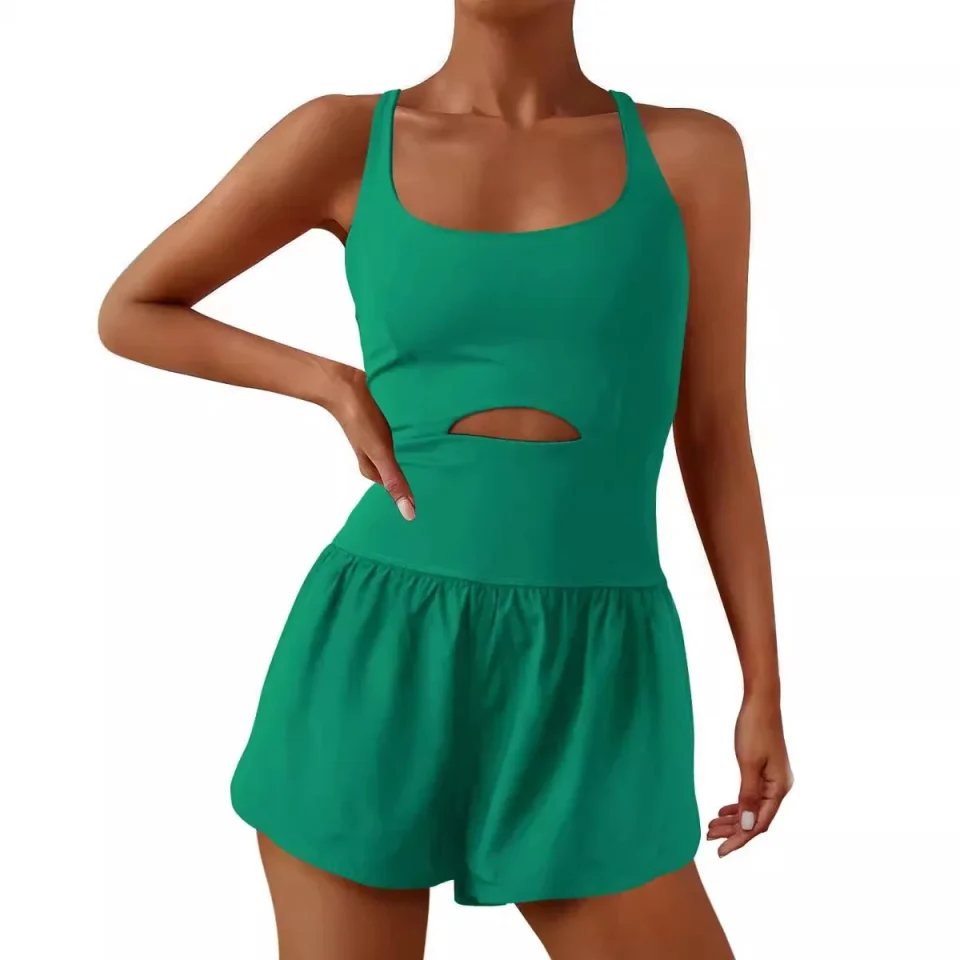 Frosted Easy-Clean Womens Running Onesie Workout Rompers One Piece Outfits Exercise Jumpsuits Sexy Sleeveless Athletic Tennis Romper Gym Yoga Running