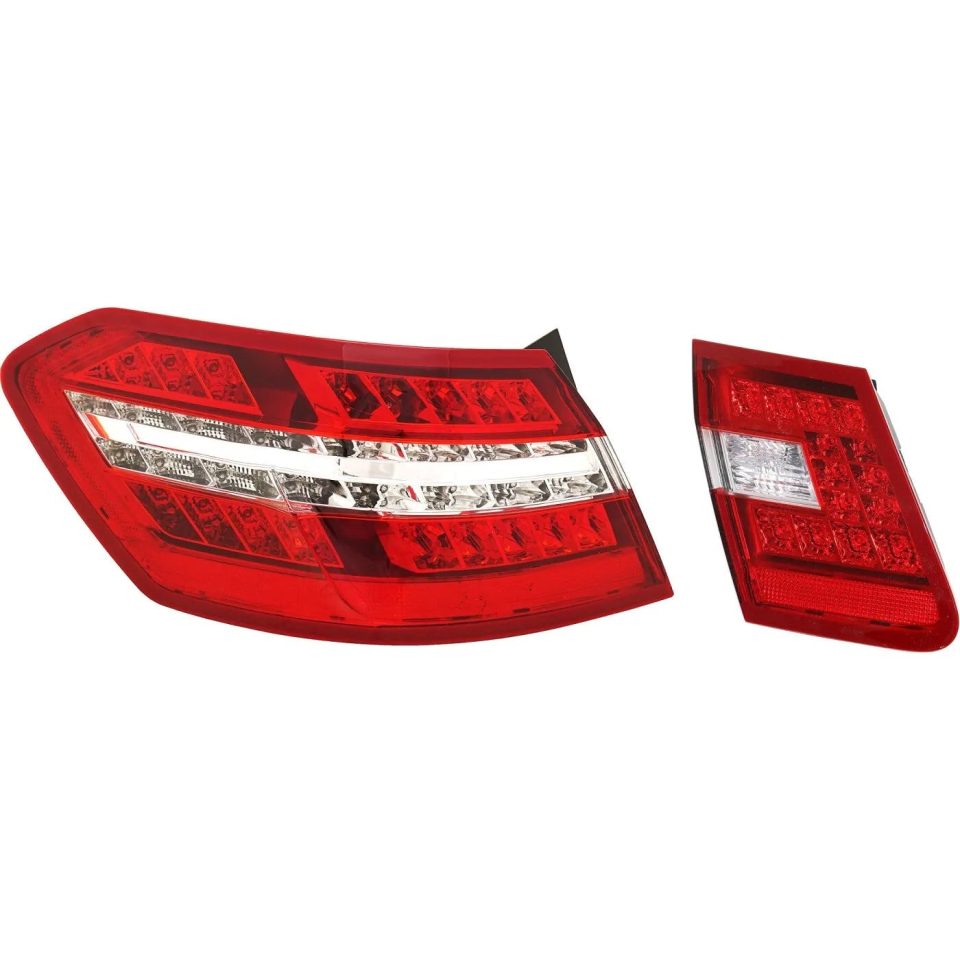 Ceramic Wooden Tail Light Set For 2010-2013 MB E350 12-13 E300 LH Inner Outer Clear/Red LED