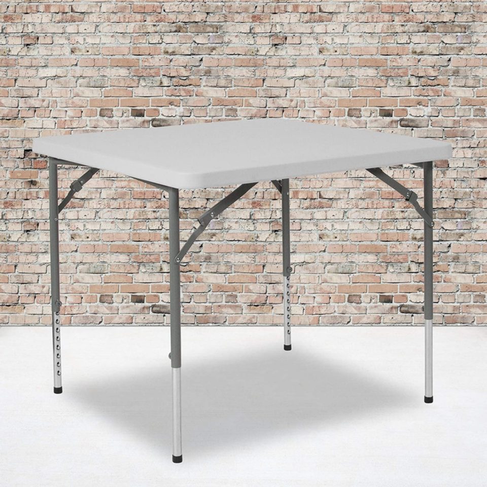 Pure Eco-Friendly SPBOOMlife 2.79-Foot Square Height Adjustable Granite White Plastic Folding Table
