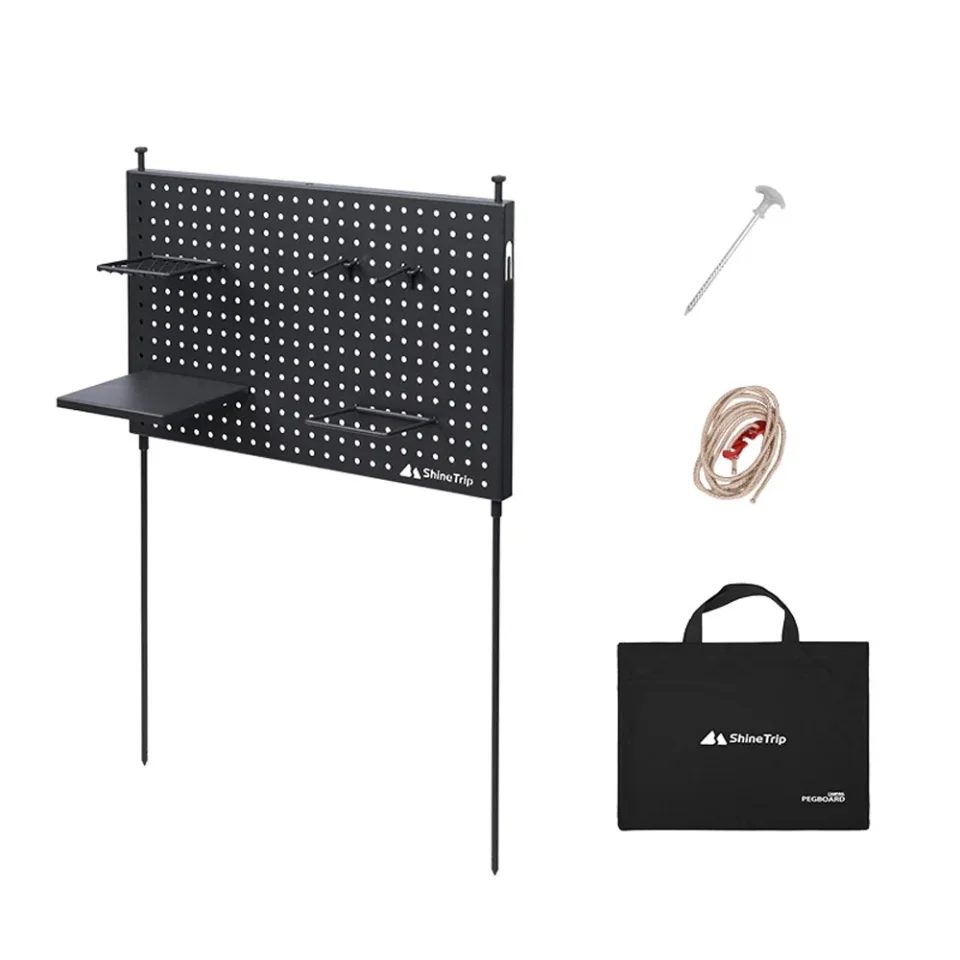 Core Portable Hole Board Shelf for Camping, Multifunctional Storage Rack for Cups and Bowls, BBQ and Picnic Display