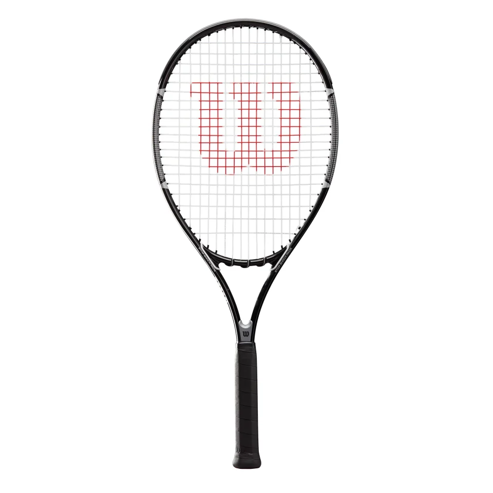 Travel Wilson OS Max Adult 27.5 Inch Tennis Racket, Grip Size 3 - Black