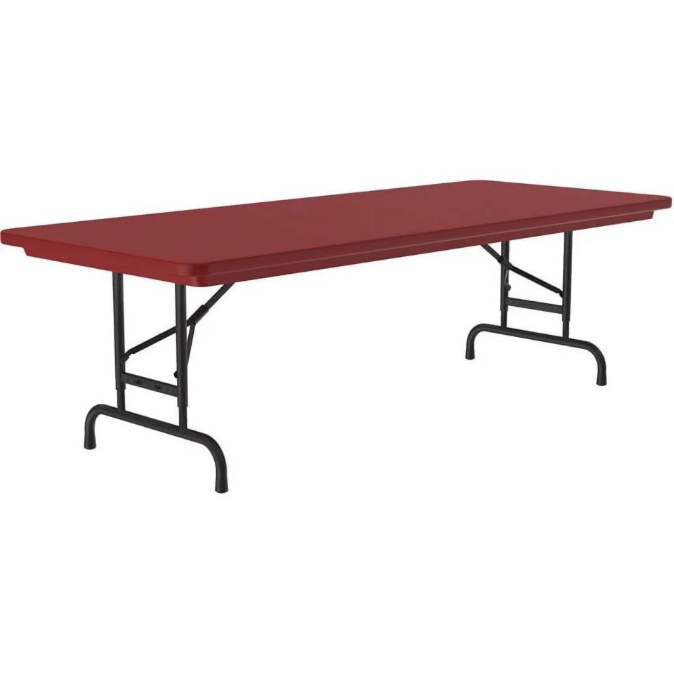 Healthy Natural UrbanPro 22-32 Adjustable Height Plastic & Steel Metal Folding Table in Red