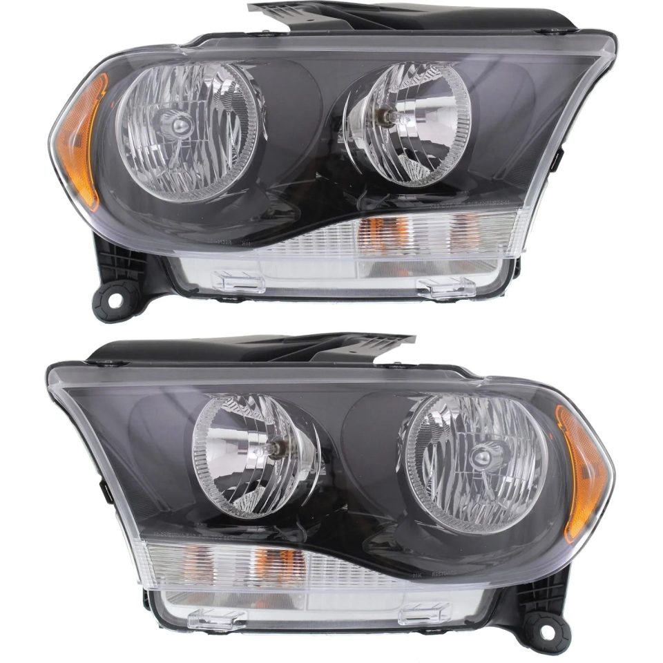 Safe Frosted CAPA Halogen Headlight Black Interior Left and Right For 2011-2013 Dodge Durango