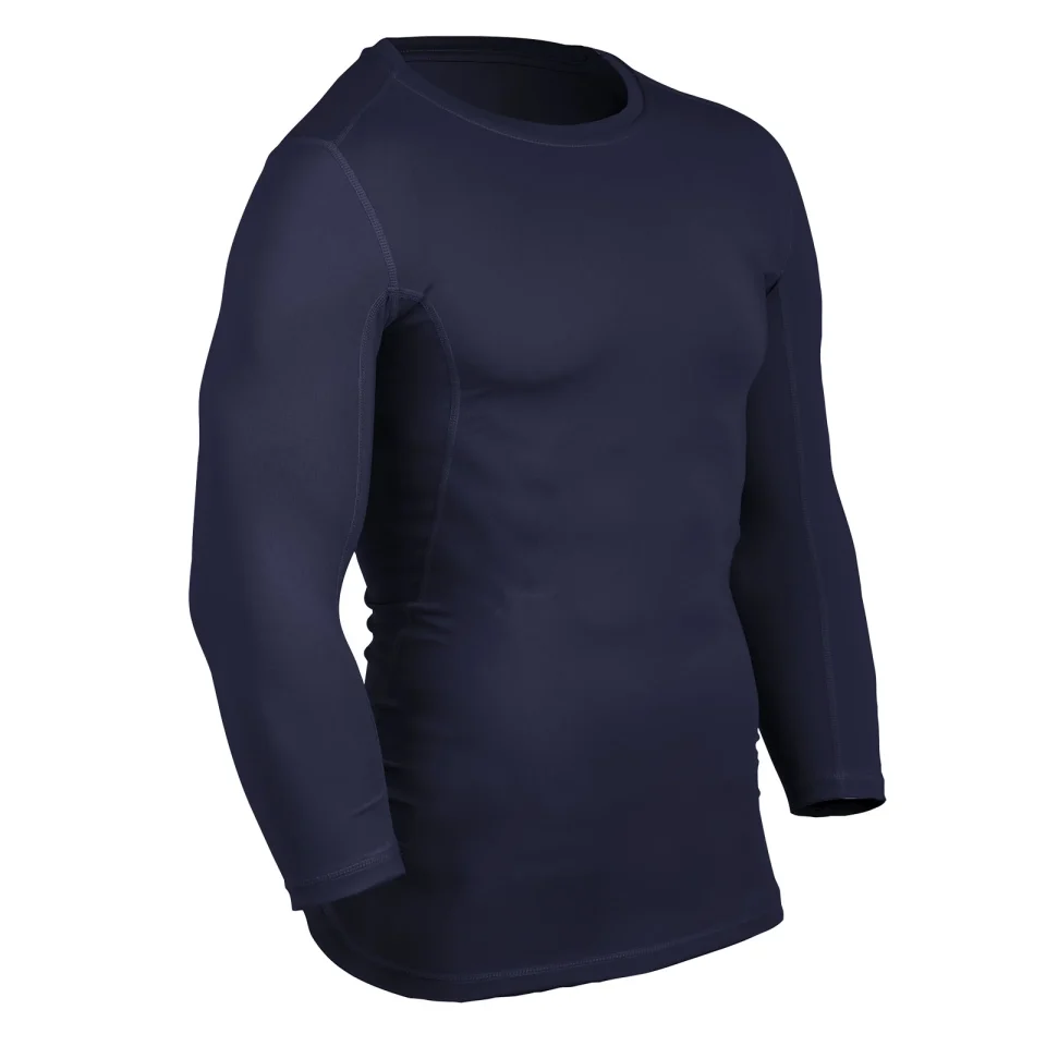 Value Lightning Three-Quarter Sleeve Compression Shirt, Adult Small, Navy