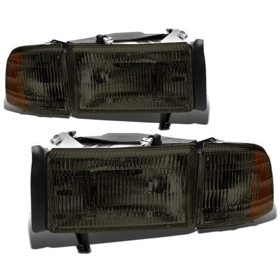 Eco-Friendly 1994-2002 Dodge Ram Pickup OE Style Smoked Housing Headlight+Corn