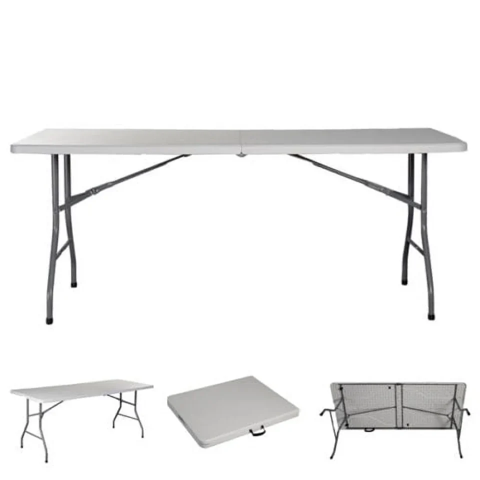Thickened Value leecrd 6 Foot Lightweight White Folding Table Portable Plastic Indoor / Outdoor Picnic Party Dining Camping Tables Rectangle
