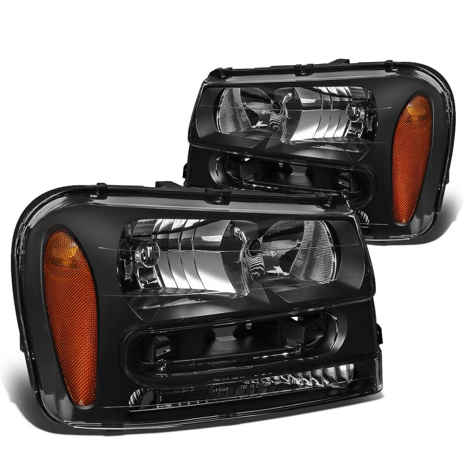 Non-Toxic Cooking 2002-2009 Chevy Trailblazer Black Housing Amber Corner Headlight/Lamp Set