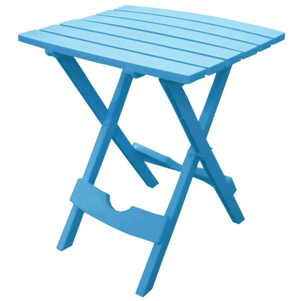 Premium Portable Pool Blue Folding Side Table in Durable Patio Furniture Plastic Resin