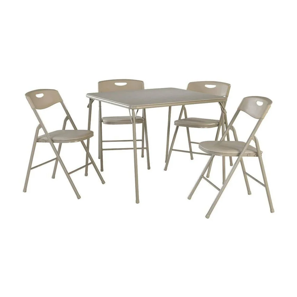 Premium BPA-Free 5pc Folding Table and Chair Set Antique Linen