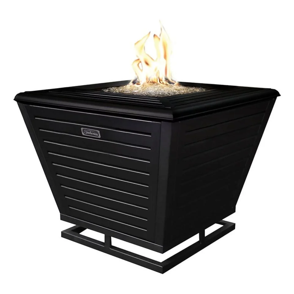 Glass Value Sunbeam Pyramid Modern Style Steel Metal Fire Pit in Black Finish