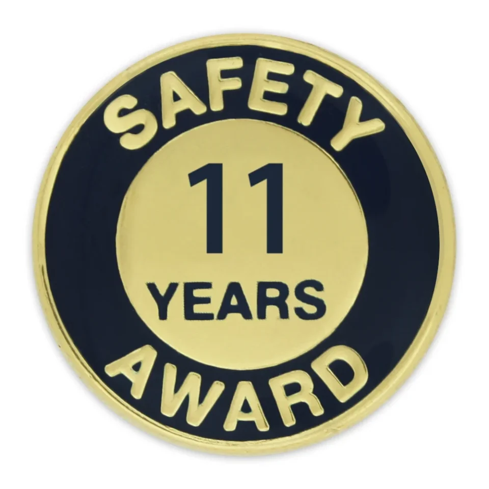 Wooden Outdoor PinMart's Gold and Navy 11 Year Safety Award Enamel Lapel Pin