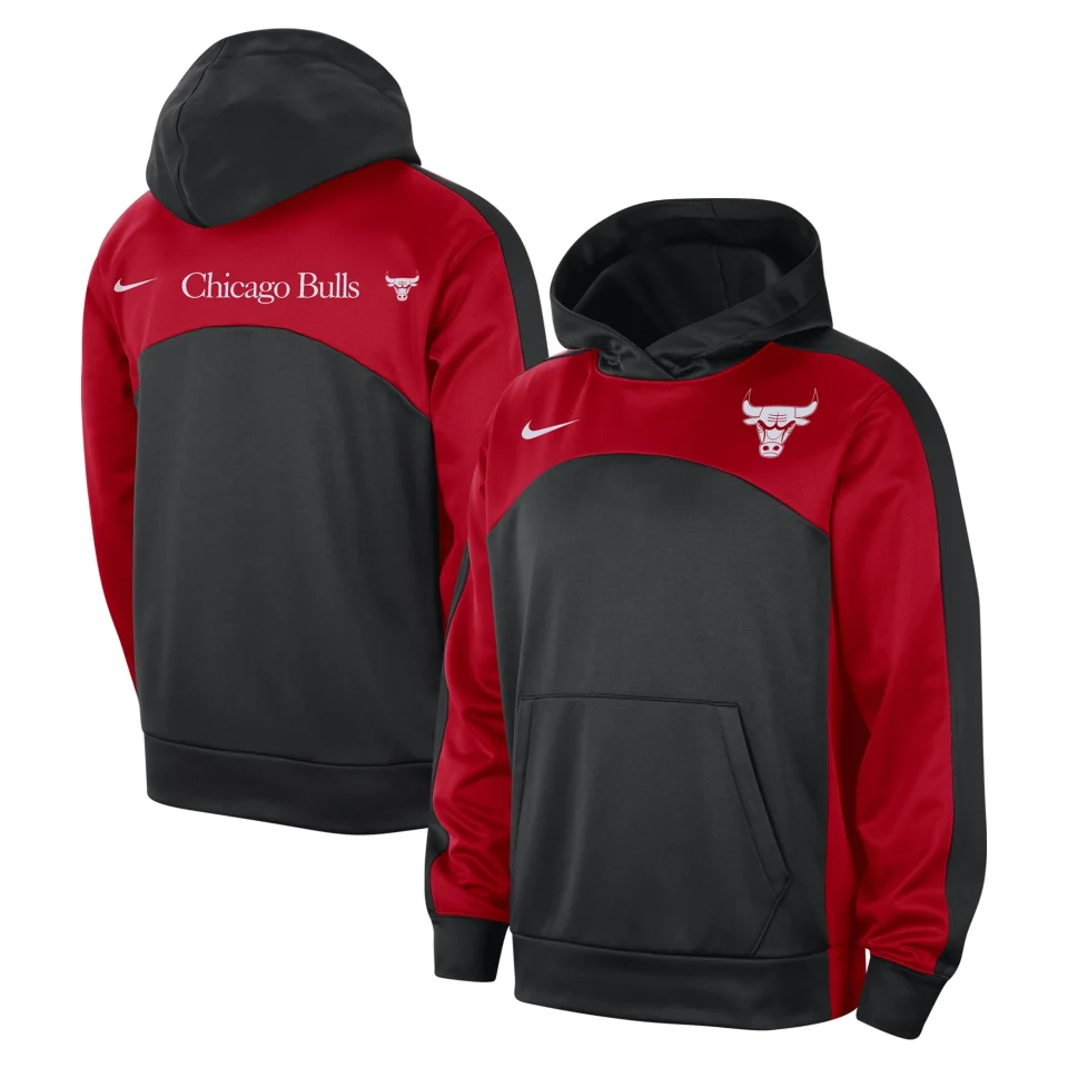 Kitchen Value Men's Nike Black/Red Chicago Bulls Authentic Starting Five Force Performance Pullover Hoodie