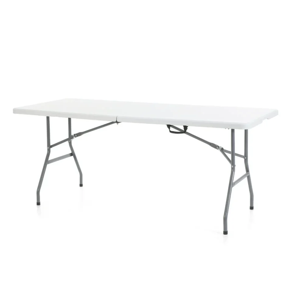 Pure Stainless Steel leecrd Development Group 6 Foot Fold In Half Folding Banquet Table White