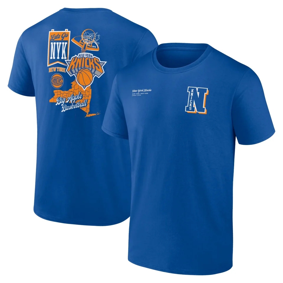 Natural Men's Fanatics Branded Blue New York Knicks Split Zone T-Shirt