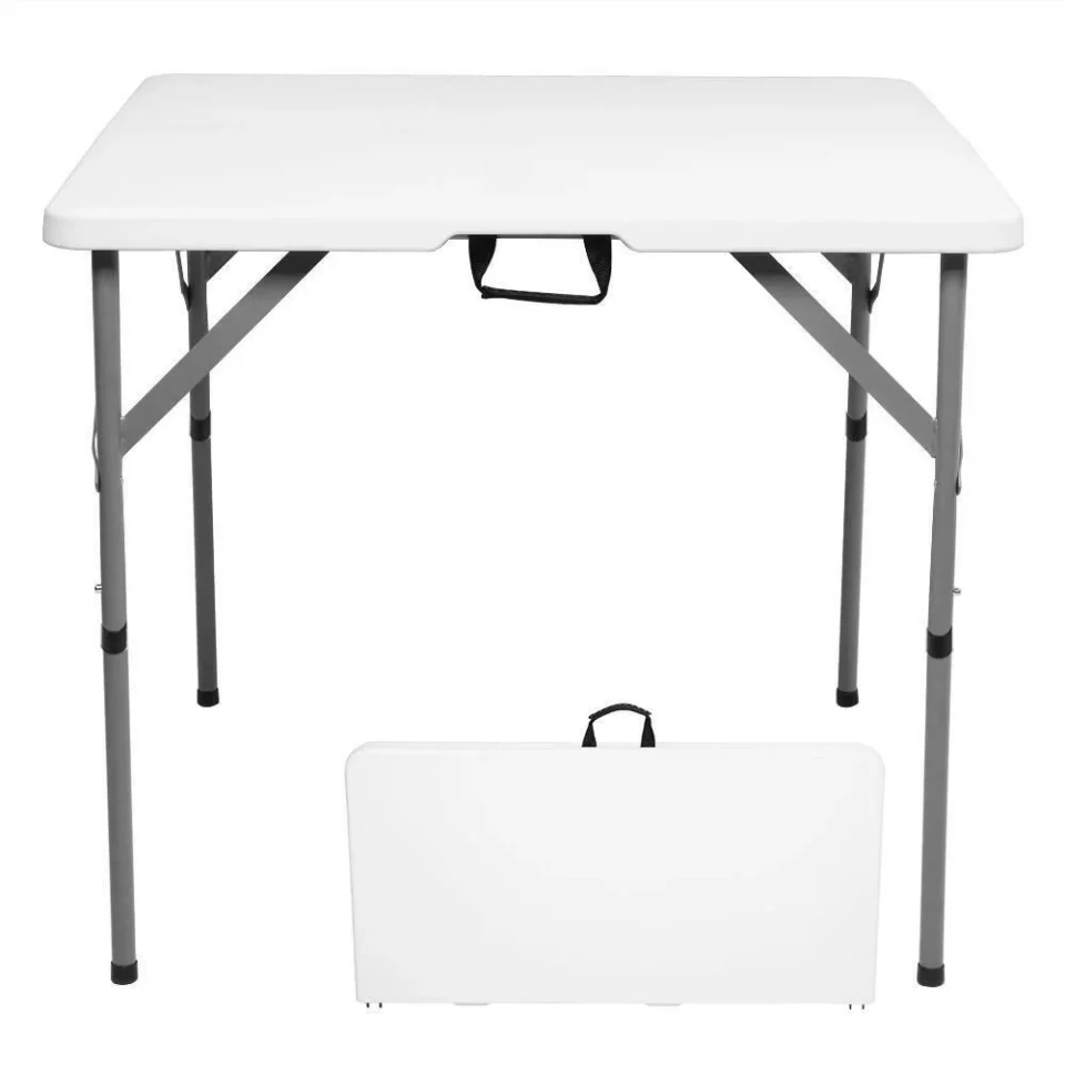 Popular 2.8Ft Square Plastic Folding Table Portable Picnic Party Dining Camp Tables with Handle Indoor Outdoor