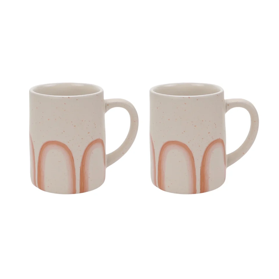 Kitchen Outdoor Just Feed Me by Jessie James Decker 2-Piece 18-Ounce Ceramic Mug Set, Rainbow
