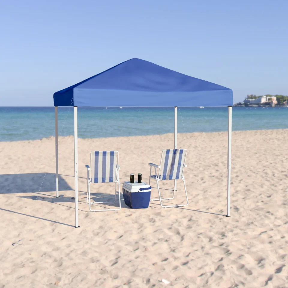 Eco-Friendly Glossy Flash Furniture 8'x8' Blue Outdoor Pop Up Event Slanted Leg Canopy Tent with Carry Bag