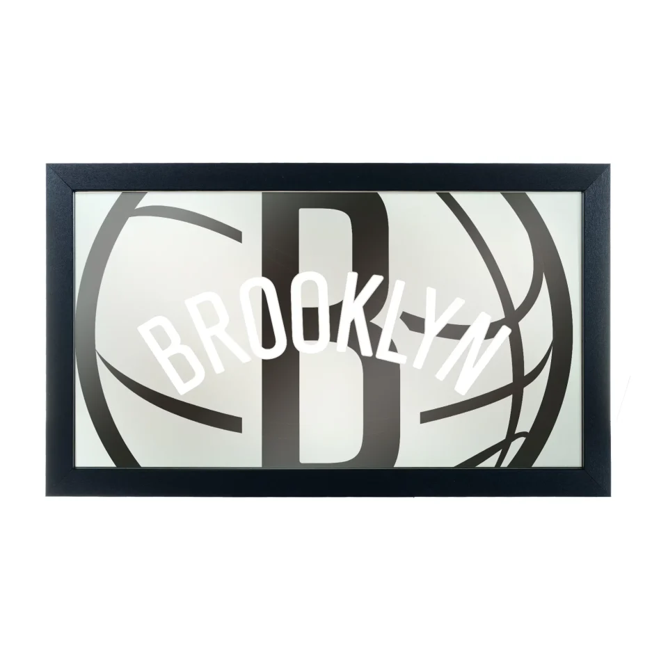 Dining Upgraded NBA Framed Logo Mirror - Fade - Brooklyn Nets