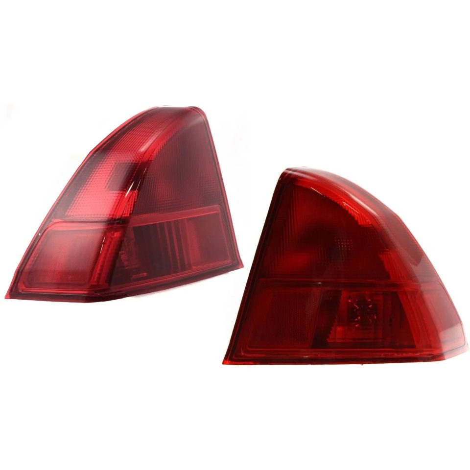 Thickened Baking Halogen Tail Light Set For 2001-2002 Honda Civic Sedan Outer Red w/Bulbs 2Pcs