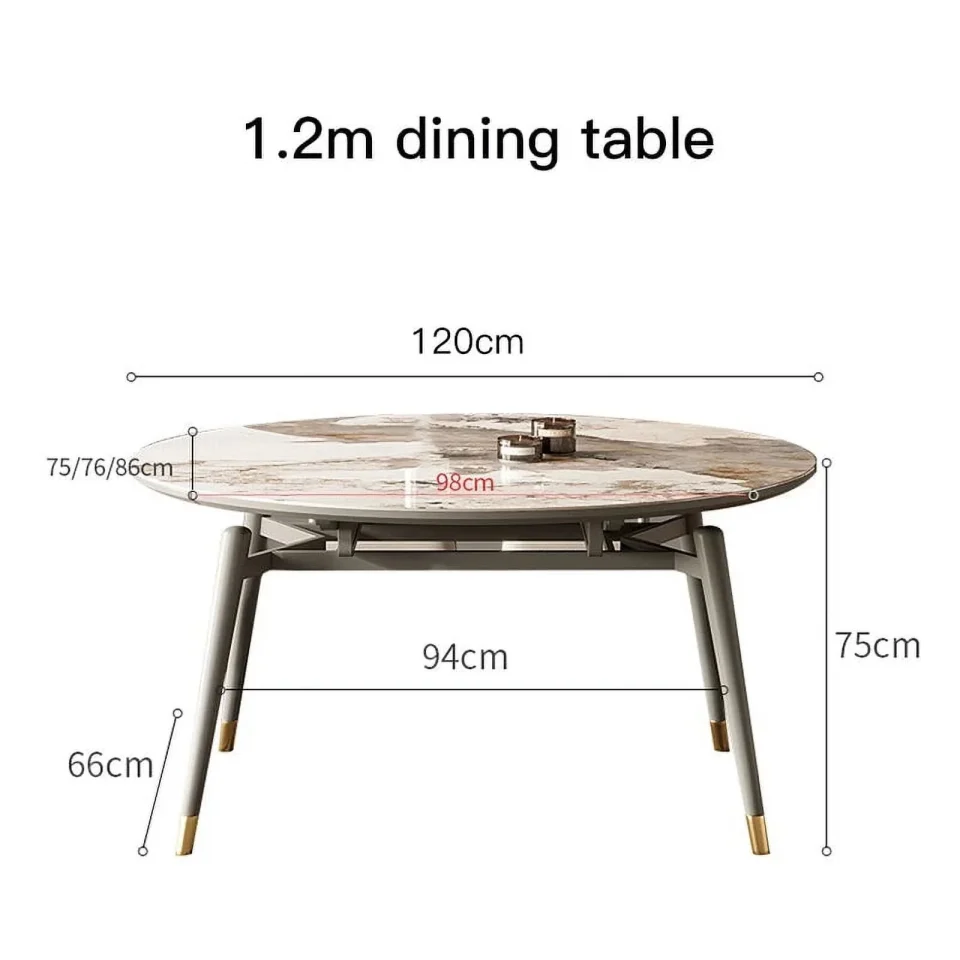 Popular Gift-Ready Solid Wood Dining Table Set 6 Chairs Round Table 1.2m Folding Dining Table Rock Slab Muebles Para El Hogar Furniture GPF50YH