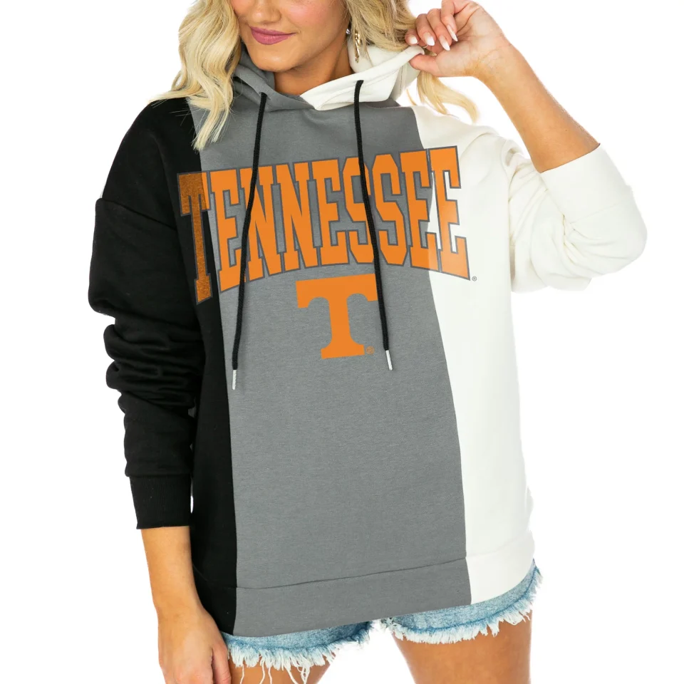 Bamboo Popular Women's Gameday Couture Black/White Tennessee Volunteers Victory Tri-Color Pullover Hoodie