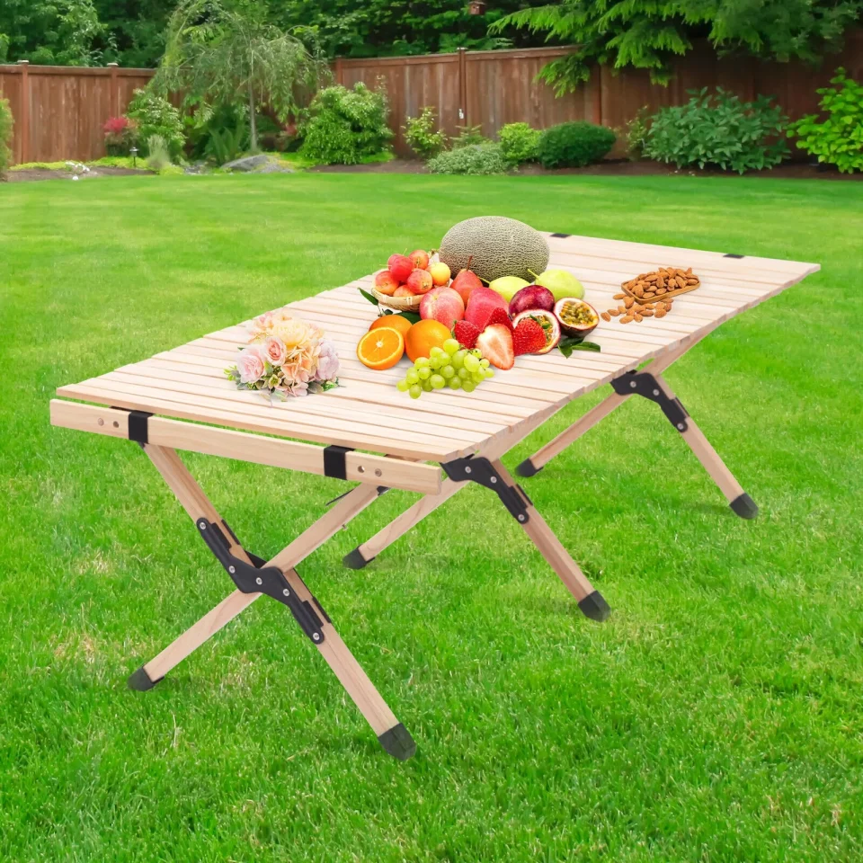 Healthy Non-Toxic TFCFL Portable Table Picnic Folding Roll Up Outdoor Camping Table Beach Travel Fishing Table