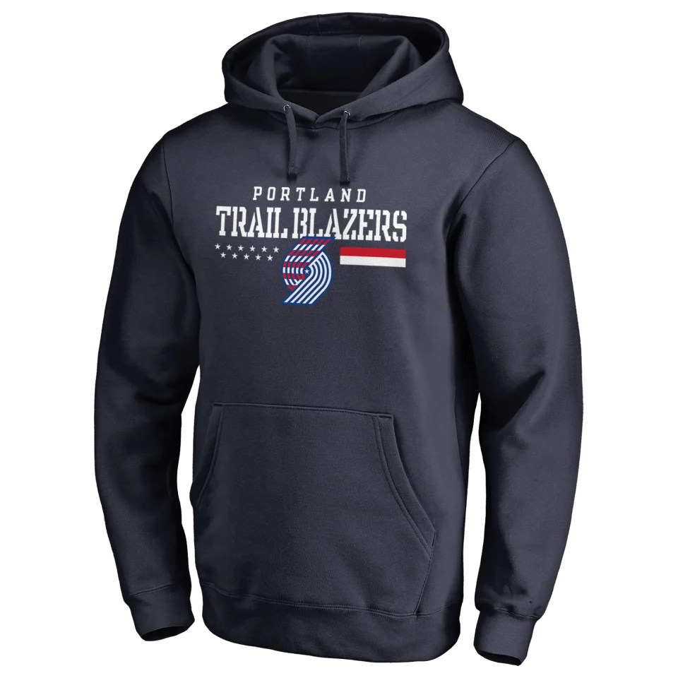 Eco-Friendly Men's Fanatics Branded Navy Portland Trail Blazers Hoops For Troops Pullover Hoodie