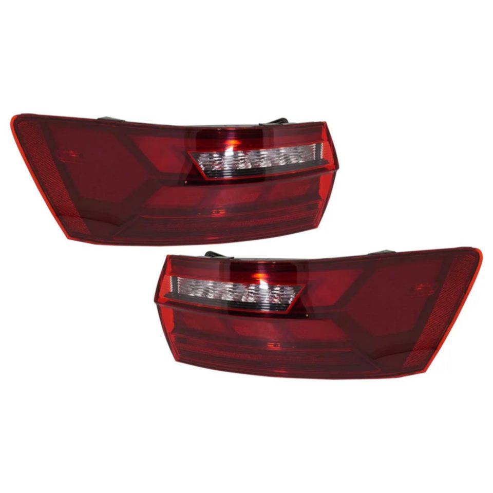Gift-Ready Tail Light Set For 2020-2021 Volkswagen Jetta Left and Right Outer Clear/Red LED
