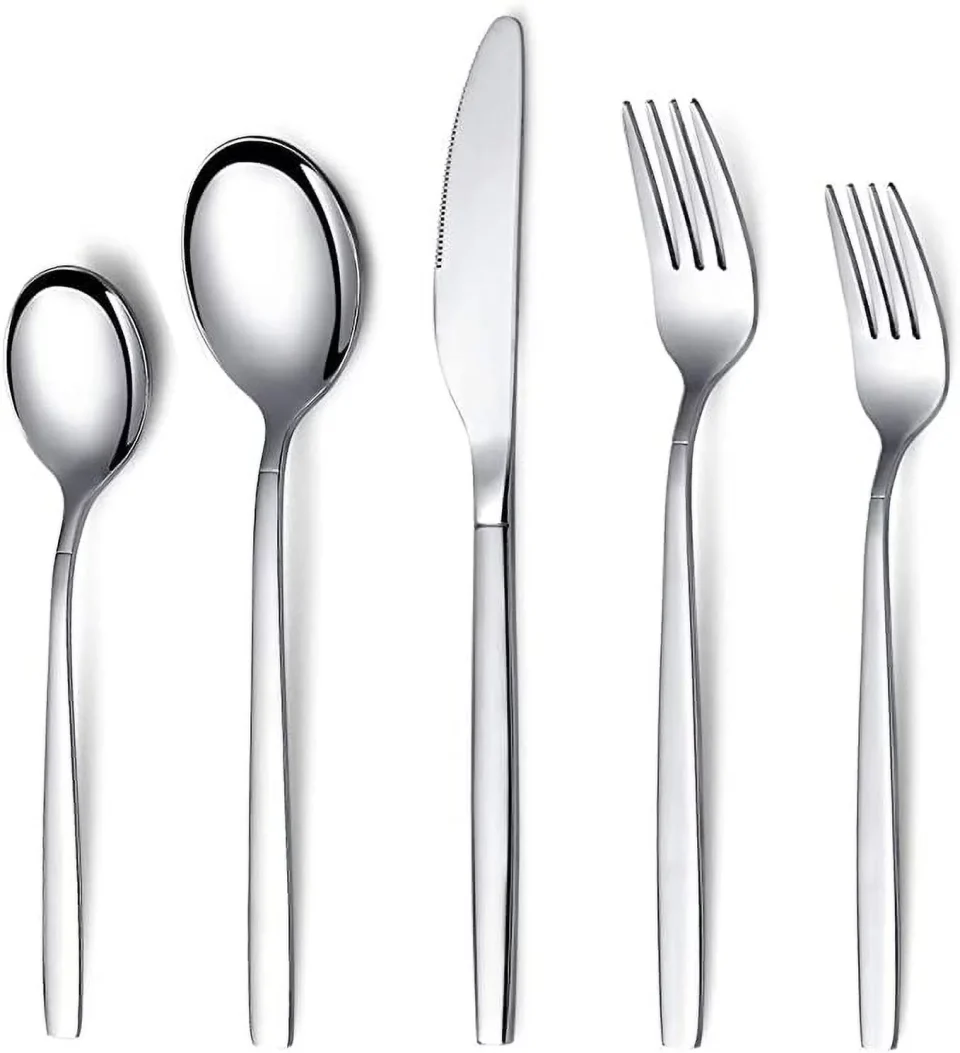 Eco-Friendly Top-Rated Silverware Set, 20 Piece Stainless Steel Golden Flatware Set for 4, Silver Tableware Set, Eating Utensils, Great for Family Gatherings & Daily Use