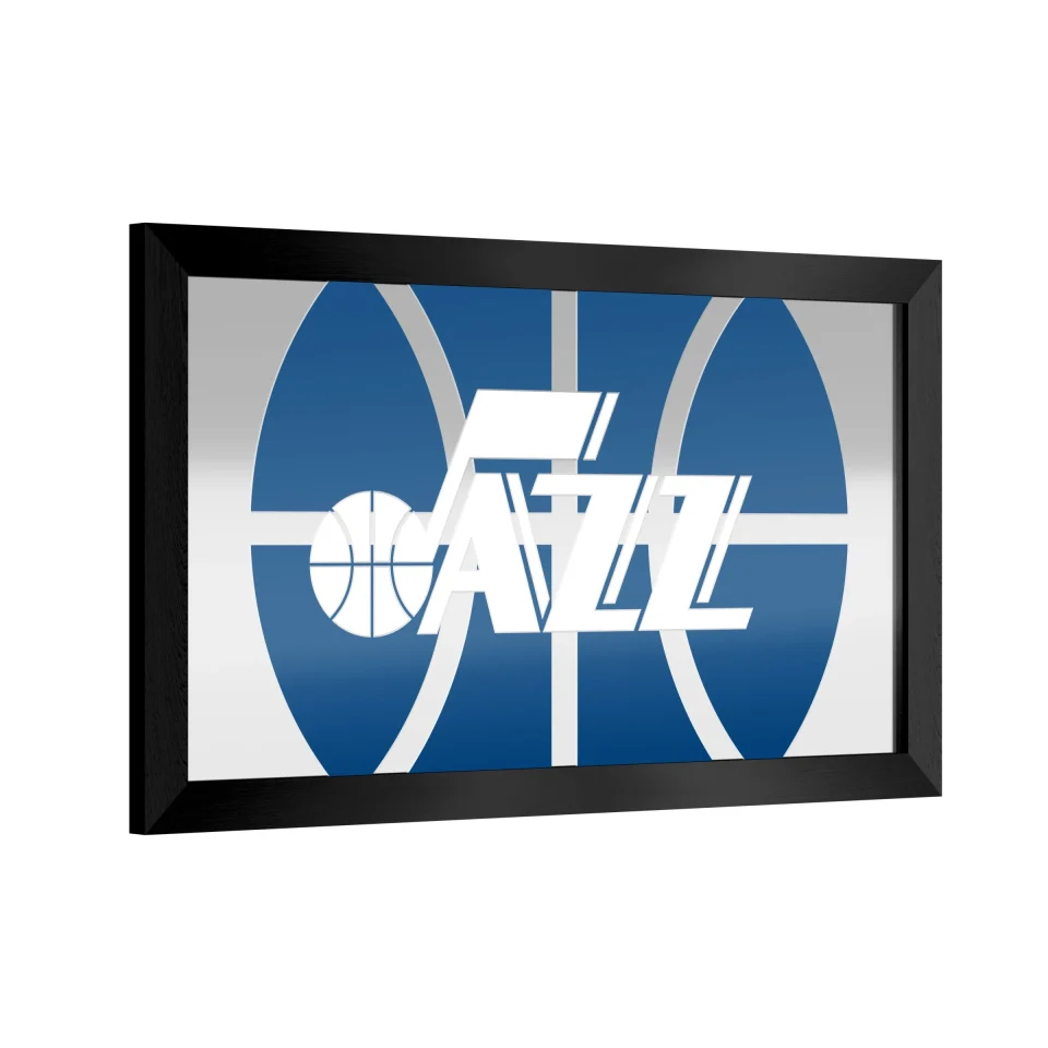 Popular Utah Jazz Fade Ready-To-Hang Black Framed Wall Mirror