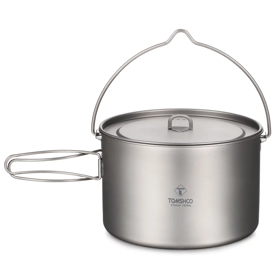 Office TOMSHOO Ultralight Hanging Pot with Lid and Foldable Handle, 750ml/900ml/1100ml/1600ml/2000ml/2800ml, Ideal for Camping and Backpacking