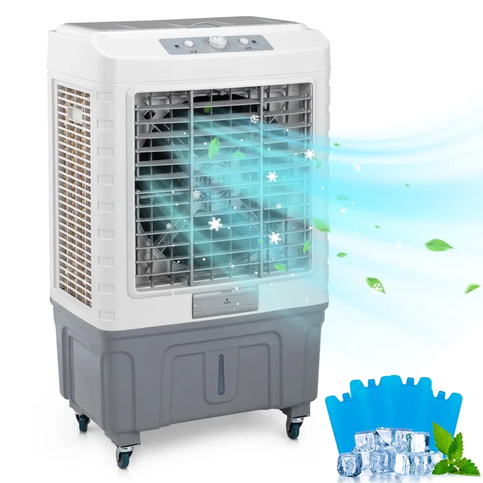 Value BAYUELSWU Swamp Cooler Portable Air Conditioners 3 in 1 Portable Evaporative Cooler, Personal Air Cooler with Mechanical control, 13.2 Gal Large Water Tank & Scroll Casters, 4 Ice Packs