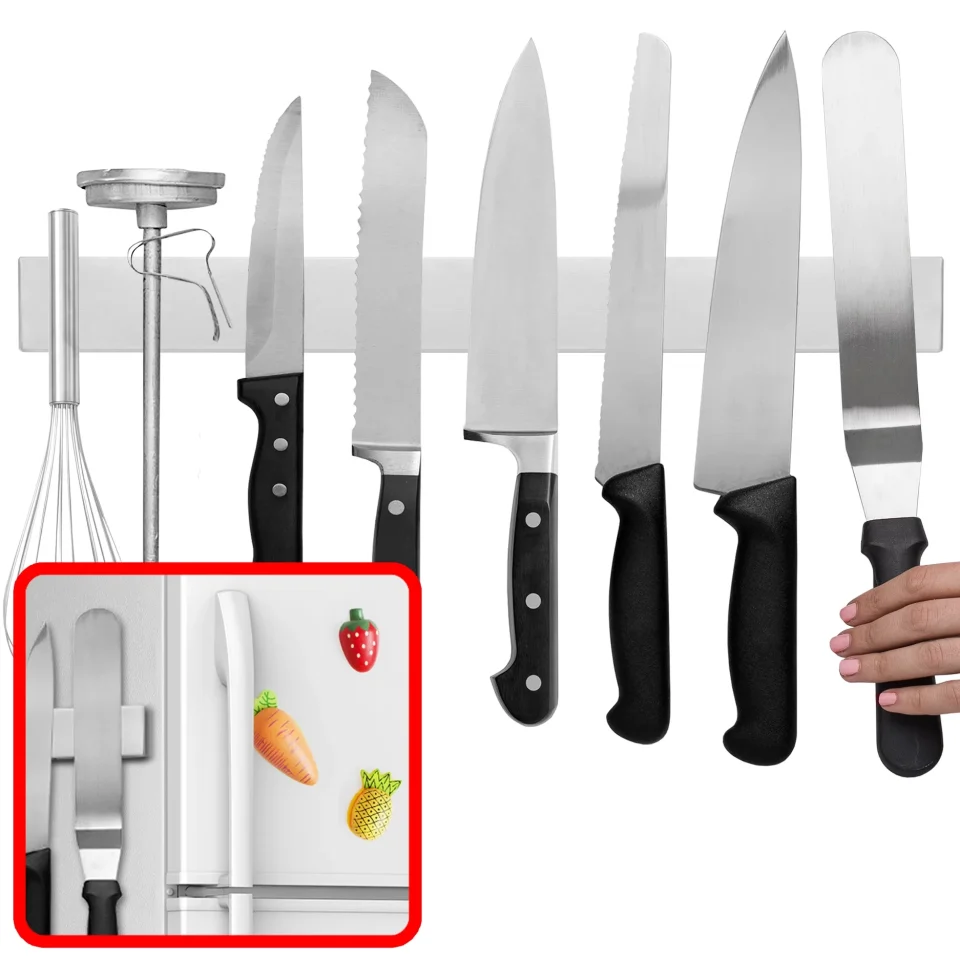 Baking Leak-Proof Modern Innovations 16 Inch Magnetic Knife Holder for Refrigerator, Magnetic Knife Holders for Fridge or Kitchen Wall No Drilling, Magnet Strips for Knives & Metal Utensils, Tool Rack, Stainless Steel
