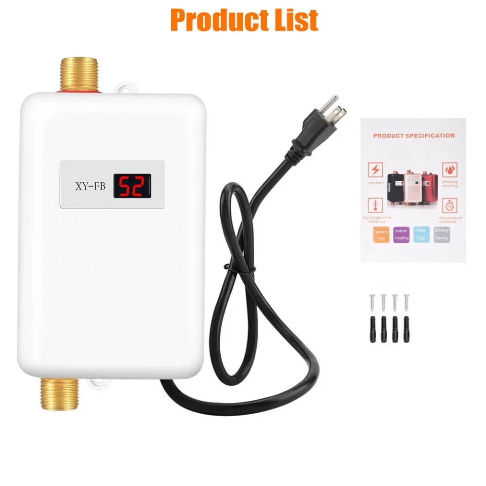Versatile JahyShow Instant Hot Electric Water Heater - Compact 110V 3000W Design - LCD Display, Quick Hot Water