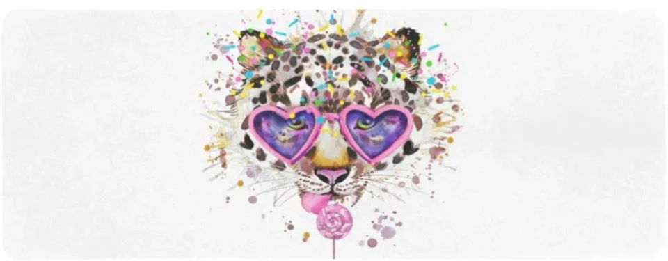 Premium Upgraded KXMDXA Splash Watercolor Leopard Funny Extra Extended Large Gaming Mouse Pad Mat Desk Pad Keyboard Mat 31.5x12 inch
