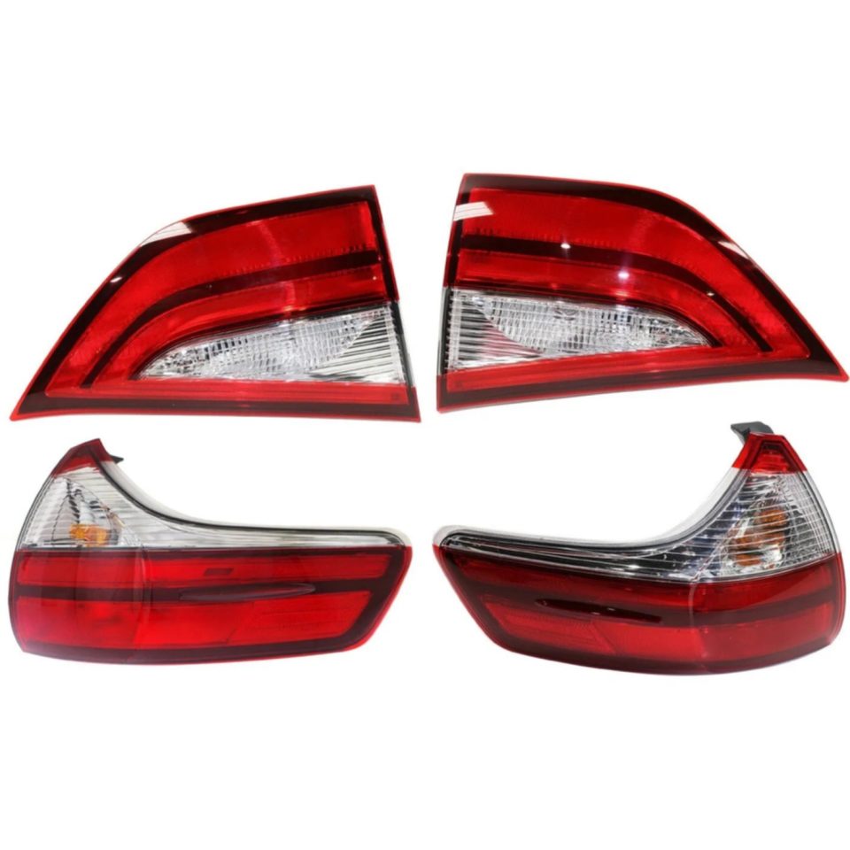 Office Tail Light Set For 2015-2019 Toyota Sienna LH RH Inner Outer Clear/Red/LED CAPA