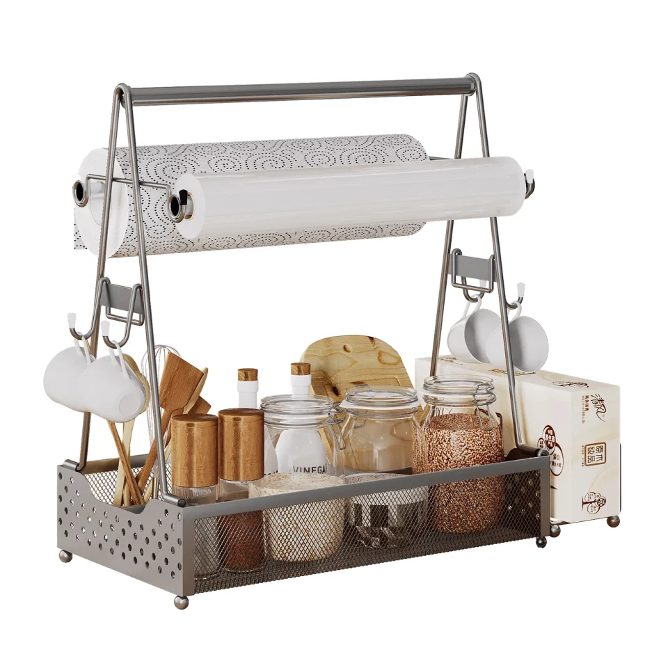 Frosted Top-Rated Grill Utensil Caddy, Picnic Condiment Caddy, Large BBQ Organizer Mesh Basket, Kitchen Table Storage Tools for Camping, Picnic, Buffet, Grill, Party