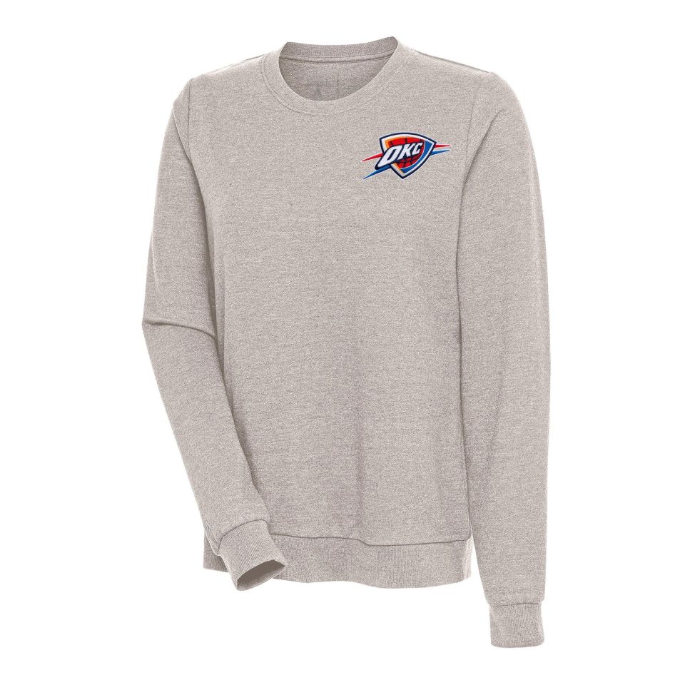 Pure Eco-Friendly Women's Antigua Oatmeal Oklahoma City Thunder Action Pullover Sweatshirt