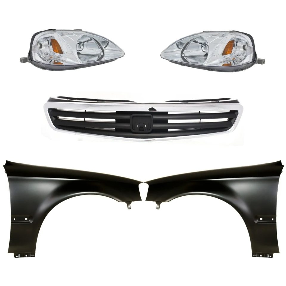 Cast Iron Headlight Driving Head light Headlamp Kit Driver & Passenger Side Sedan