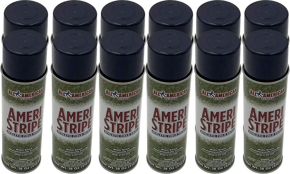 Prime Leak-Proof Ameri-Stripe Navy Blue Athletic Field Marking Paint - 1 Case (12 Cans) 18 oz. of Paint per Can